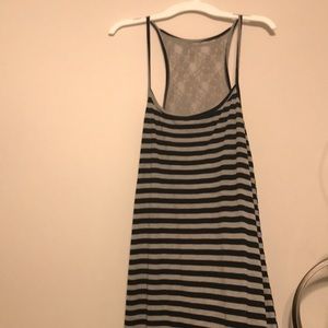 Black and grey striped maxi dress